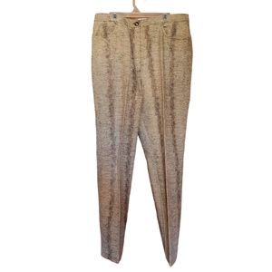 Olsen Collection stretch tan pants with metallic design. Size 14